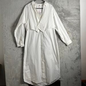 Free People White Layered Tunic Dress Lagenlook Oversized‎ Size Large Indie New